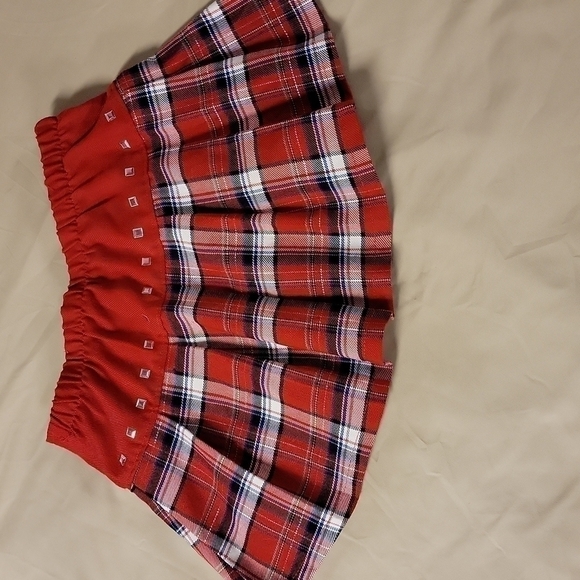 🎓kids Justice School Skirt Sz 6 Red Plaid Skort - Picture 5 of 10